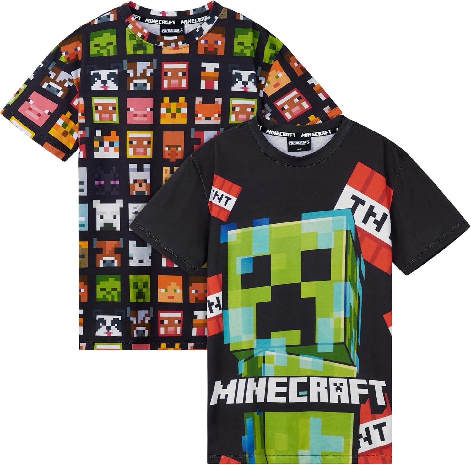 Minecraft Boys Crew Neck T-Shirts Pack Of 2 Official Merchandise