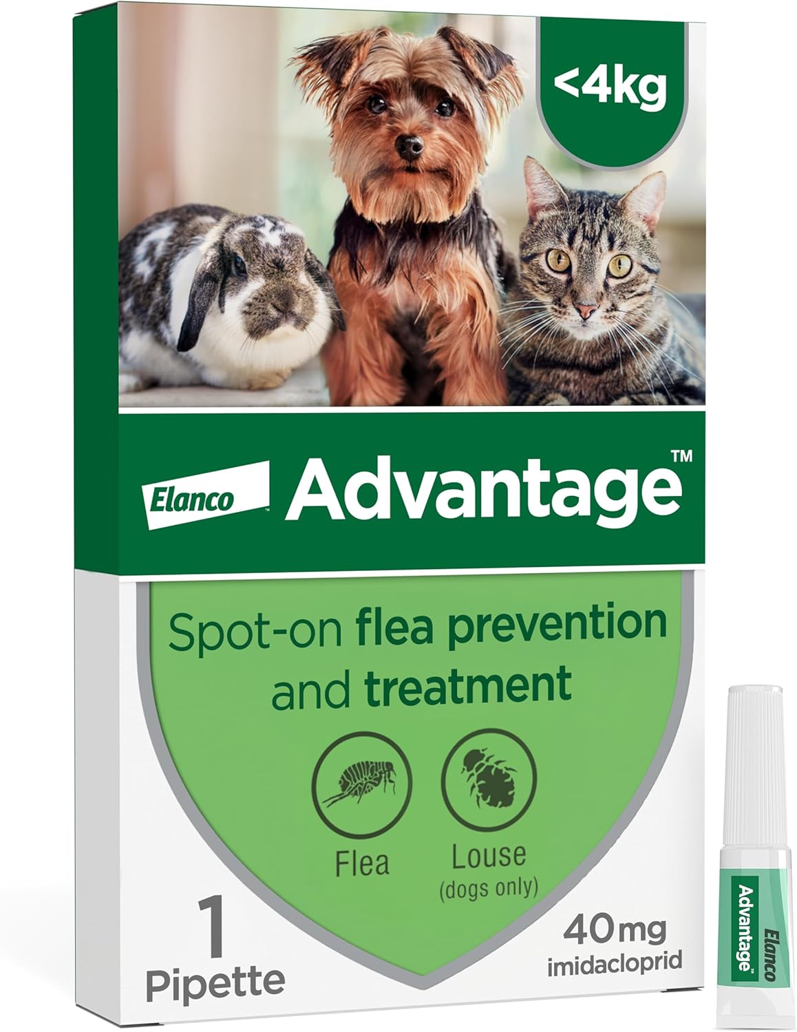 Advantage Spot On Flea Treatment For Cats, Dogs And Rabbits Under 4Kg