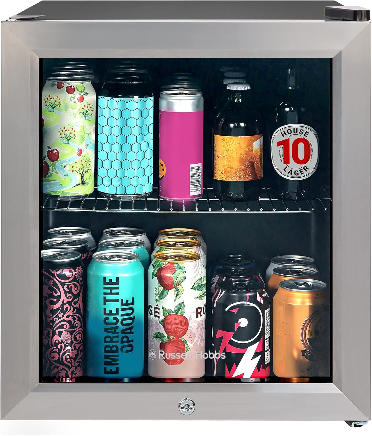 Russell Hobbs Rhgwc3Ss-C-Lck 12 Bottle Lockable Wine Cooler Stainless Steel Table Top Fridge