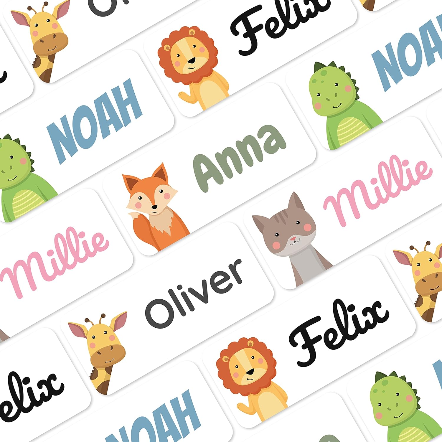 Melu Kids Stick On Name Labels For Clothes - Personalised Waterproof School Tags (60Pcs)