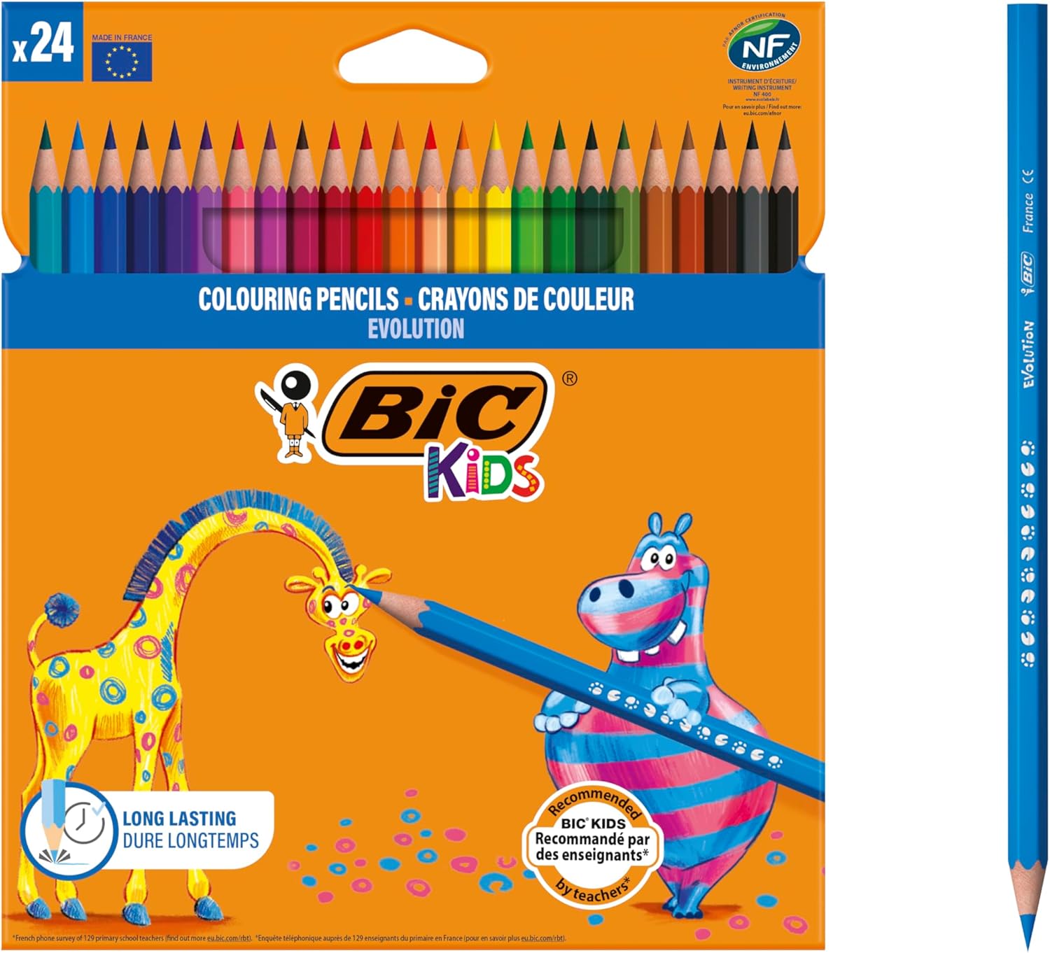 Bic Kids Evolution Coloured Pencils, 24 Pack, Vivid Colouring Pencils For School & Art Projects