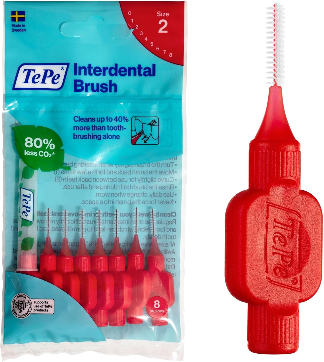 Tepe Interdental Brush Original Red 0.5Mm - Efficient Plaque Remover For Narrow Gaps