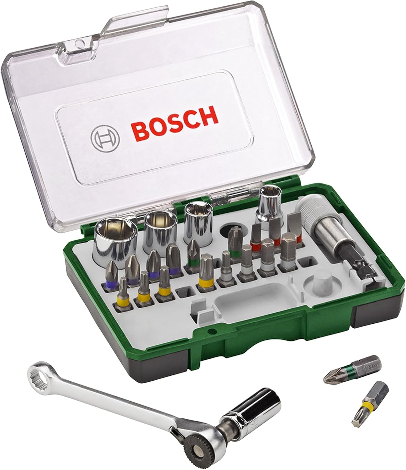 Bosch 27Pc Screwdriver Bit And Ratchet Set (Ph, Pz, Hex, T, S - 2607017160)