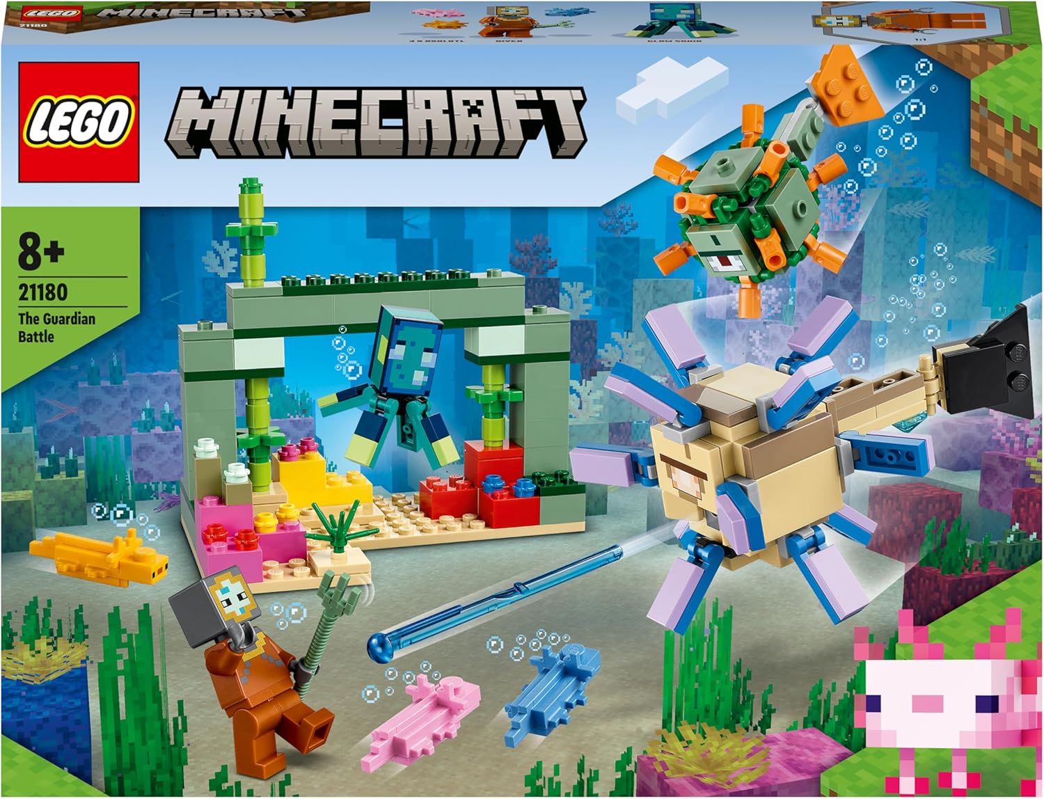Lego 21180 Minecraft The Guardian Battle Set Coral Fish Toy