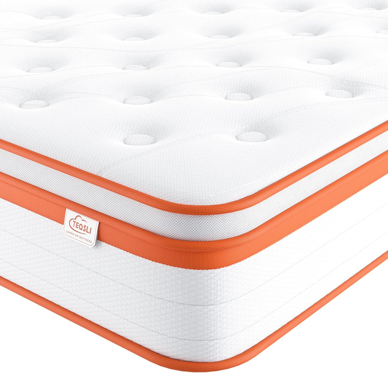 Teqsli Double Mattress 4Ft6, Tsb25D-Uk, 10 Inch Gel Memory Foam 7 Zone Orthopaedic Hybrid Mattress