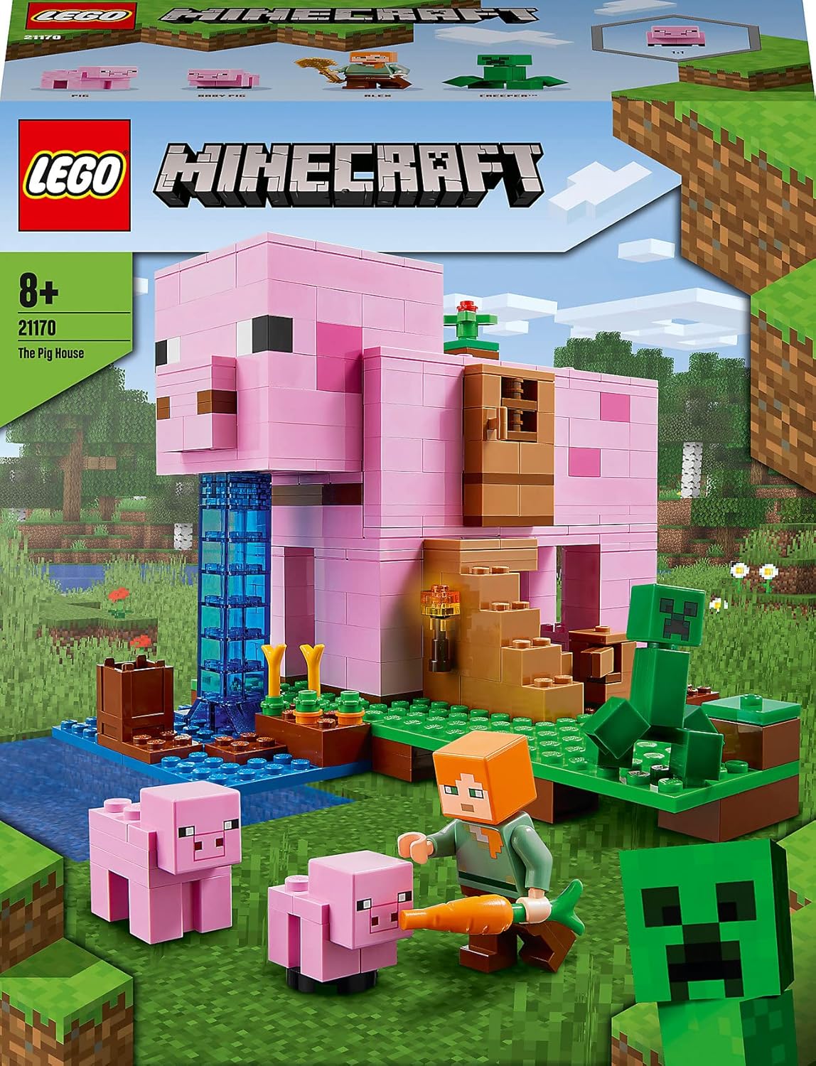 Lego 21170 Minecraft The Pig House Building Toy Set With Alex, Creeper And Pig Figures
