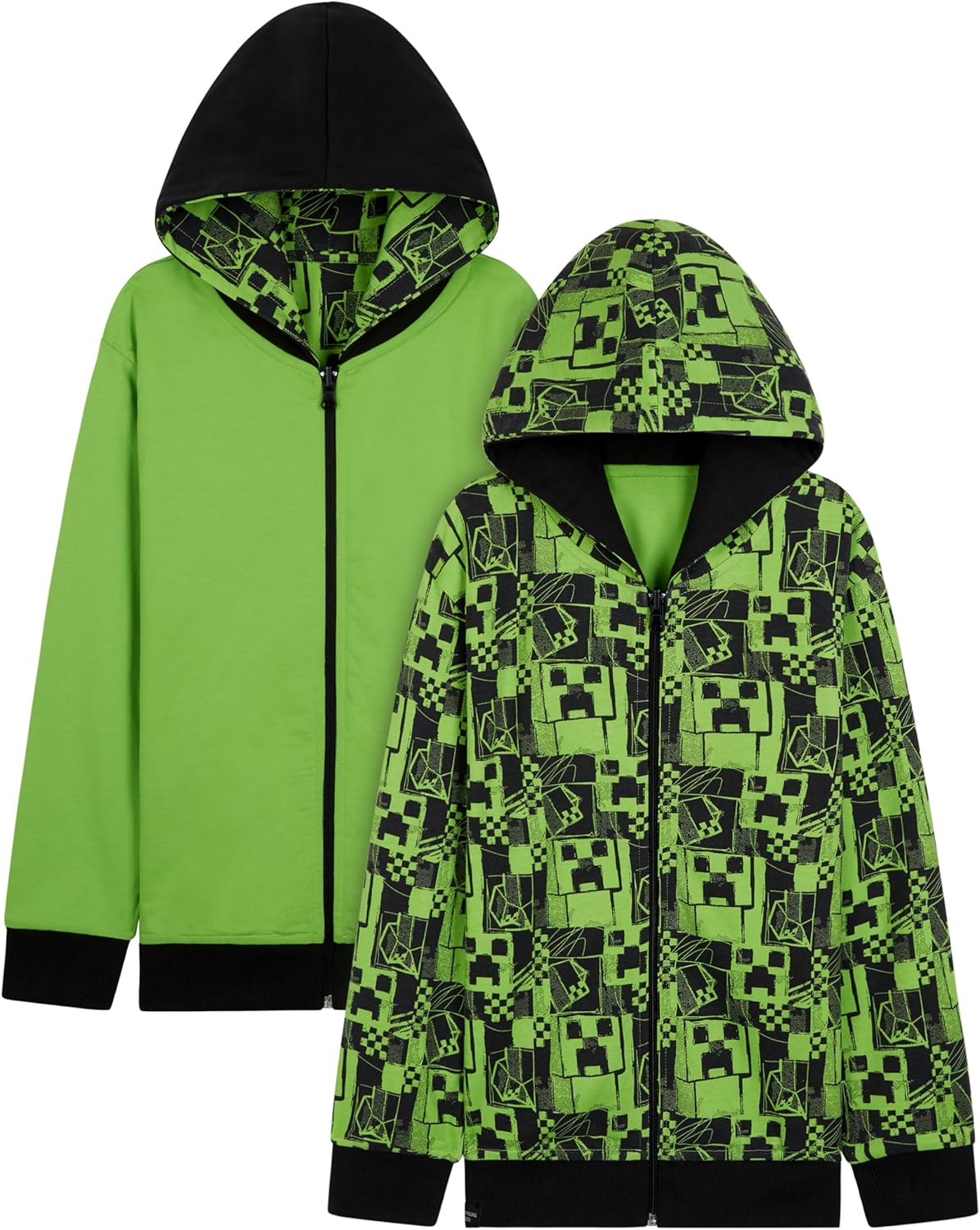 Minecraft Boys Reversible Hooded Sweatshirt - Official Merchandise For Kids & Teens