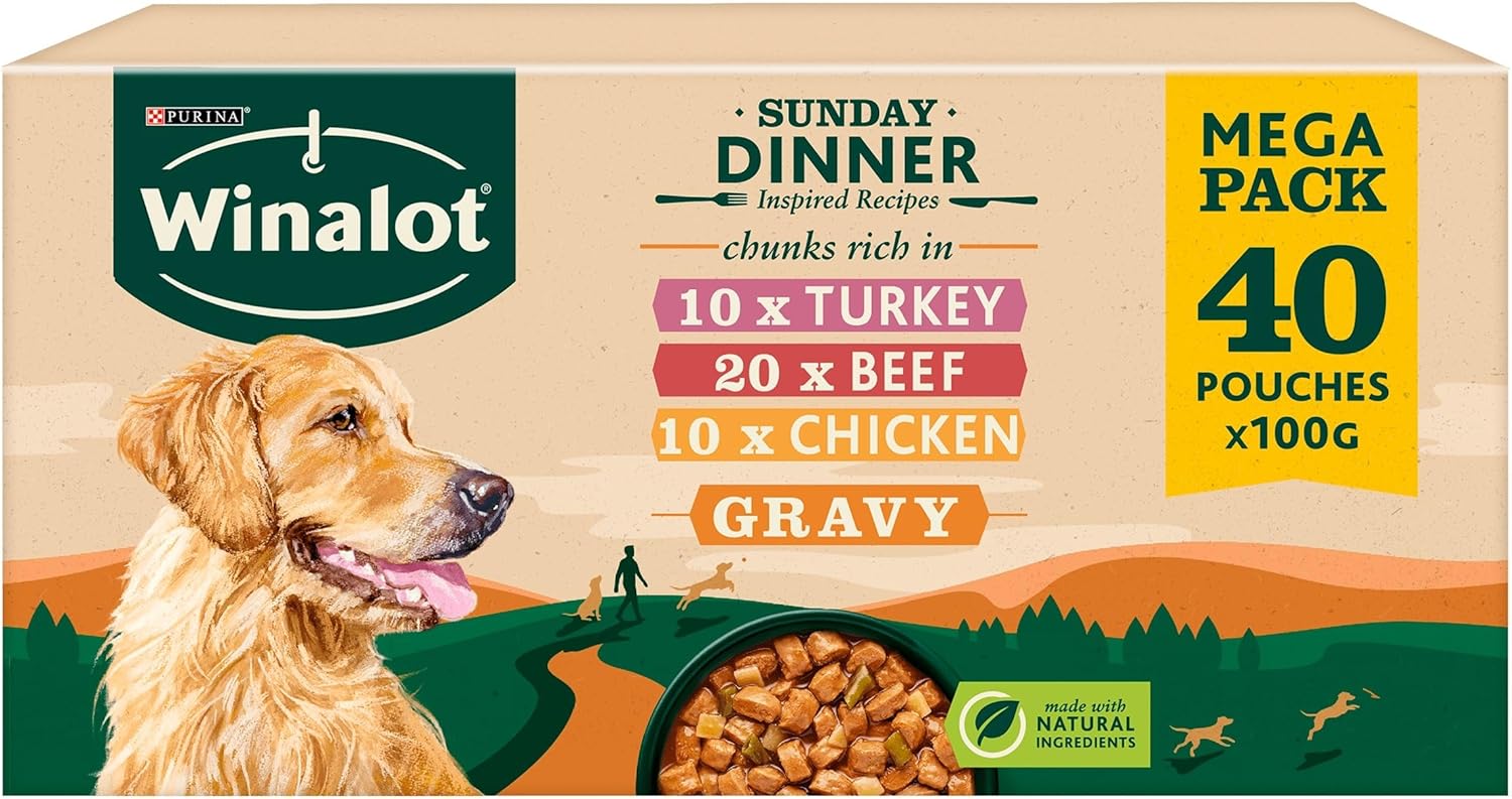 Winalot Sunday Dinner Mixed In Gravy Wet Dog Food 40X100G Pouches