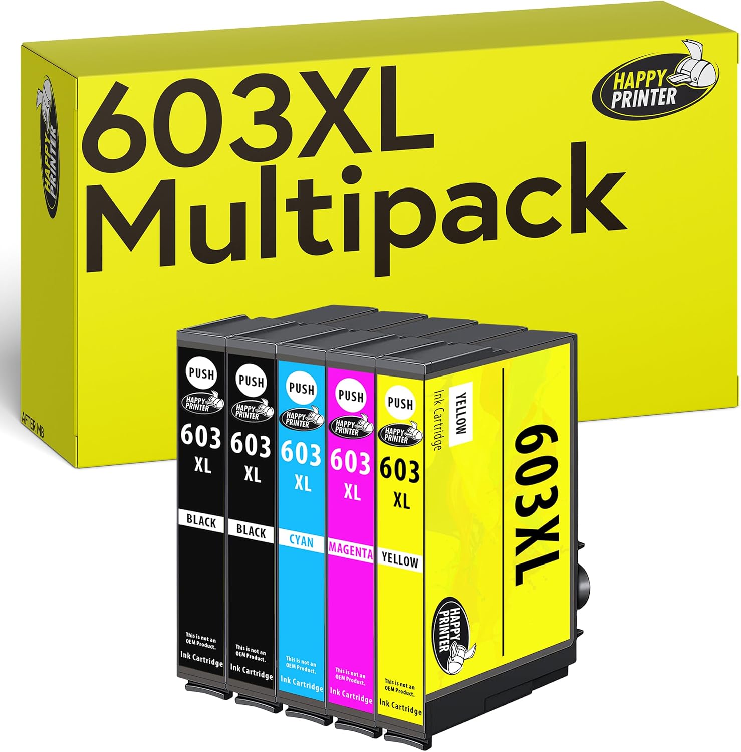 Epson 603Xl Compatible Ink Cartridges By Happy Printer - 5 Pack For Workforce And Expression Home Series Printers