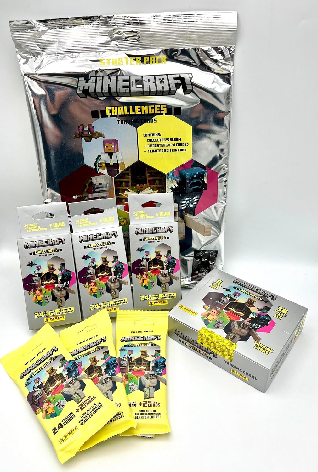 Manuelkant Mega-Bundle Sachets Collection Box - Panini Minecraft 4 Challens Trading Cards 2025