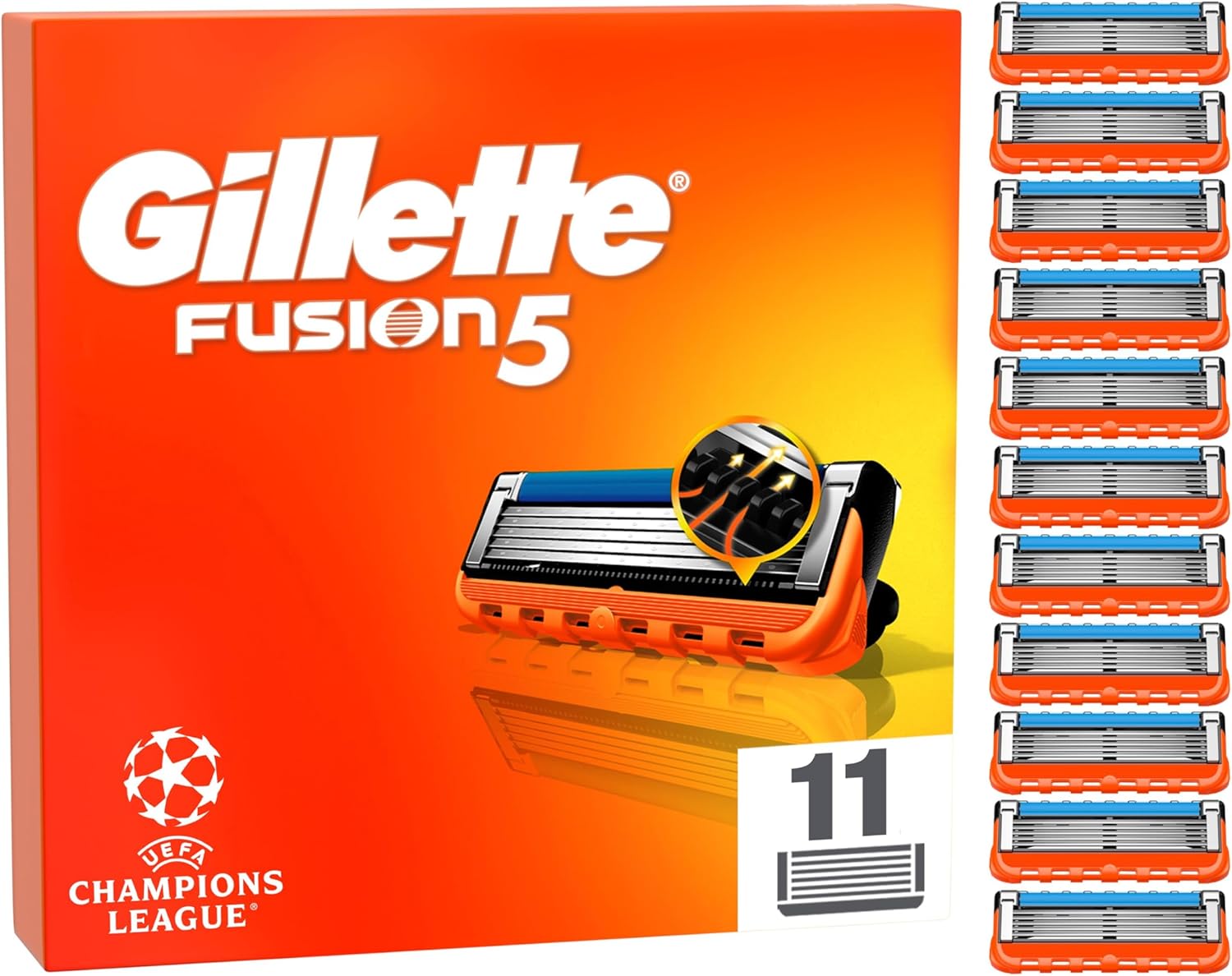 Gillette Fusion5 Blades Men's Razor Refills Pack Of 11 With Precision Trimmer