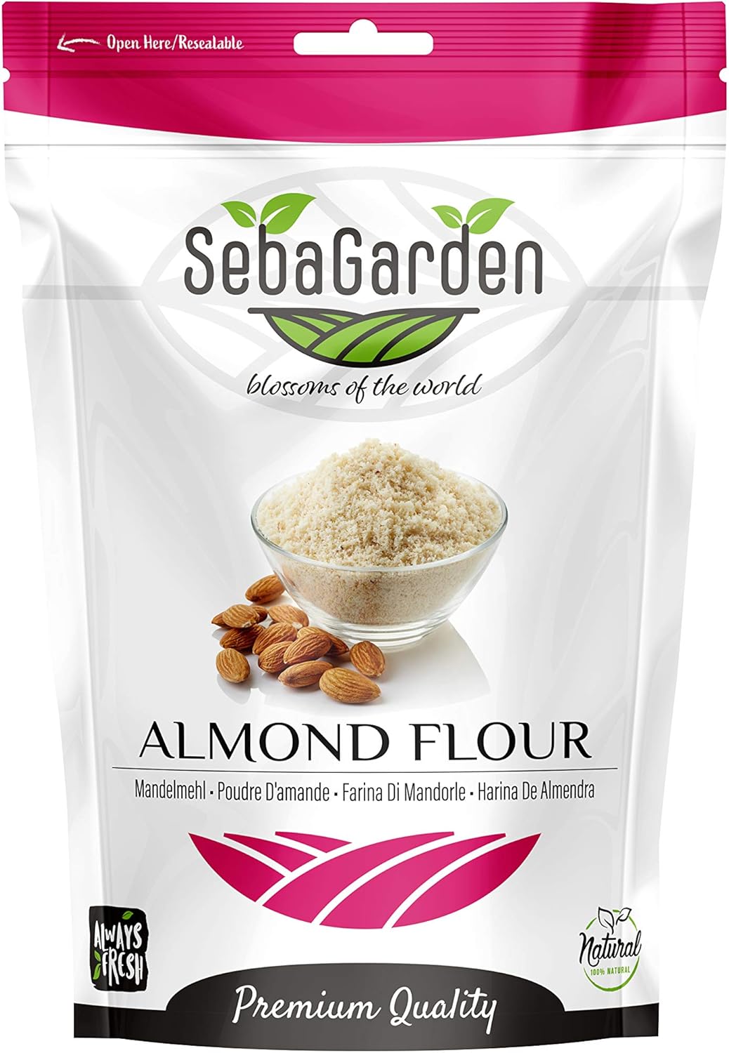 Seba Garden Blanched Almond Flour 1Kg - Keto Friendly, Gmo-Free, Vegan & Paleo