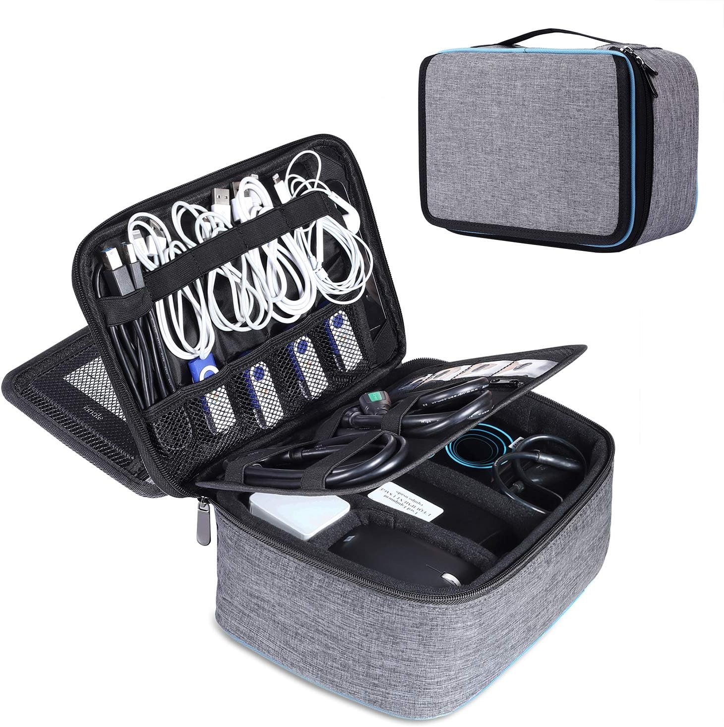 Bertasche Cable Organiser Bag - Grey Electronics Travel Case With 11