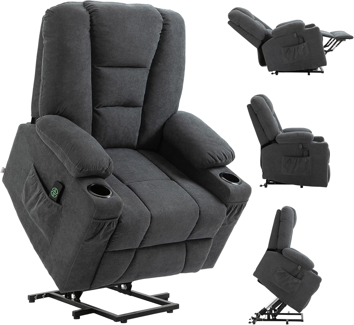 Homcom Oversized Riser And Recliner Chair, Charcoal Grey, Electric Lift For Elderly Or Mobility Issues