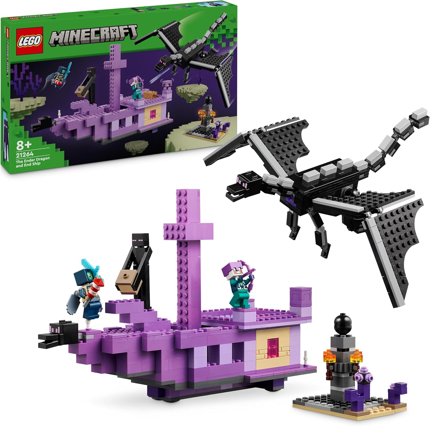 Lego Minecraft The Ender Dragon And End Ship 21264 Building Toy Set