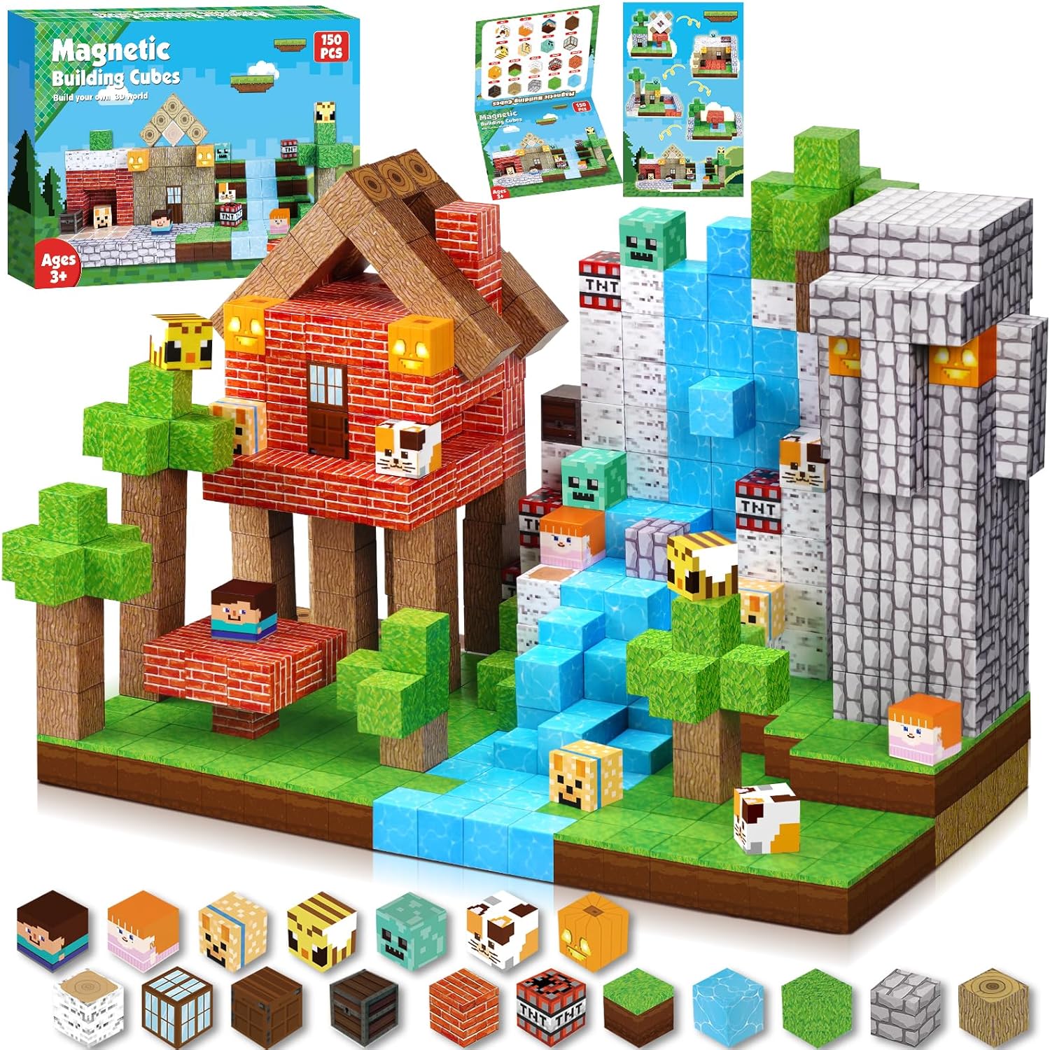 Toyunited Magnetic Blocks - 150Pcs Magnetic Building Blocks Set For Kids