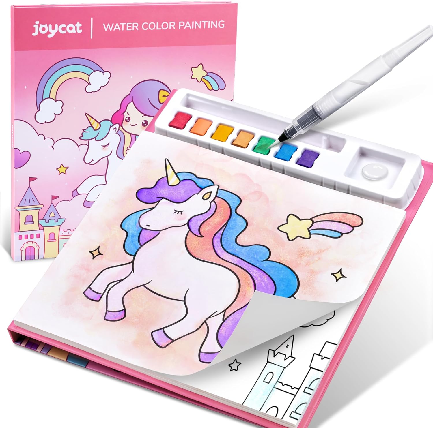Joycat Watercolor Paint Set For Kids - Mess-Free Coloring Book With Brush