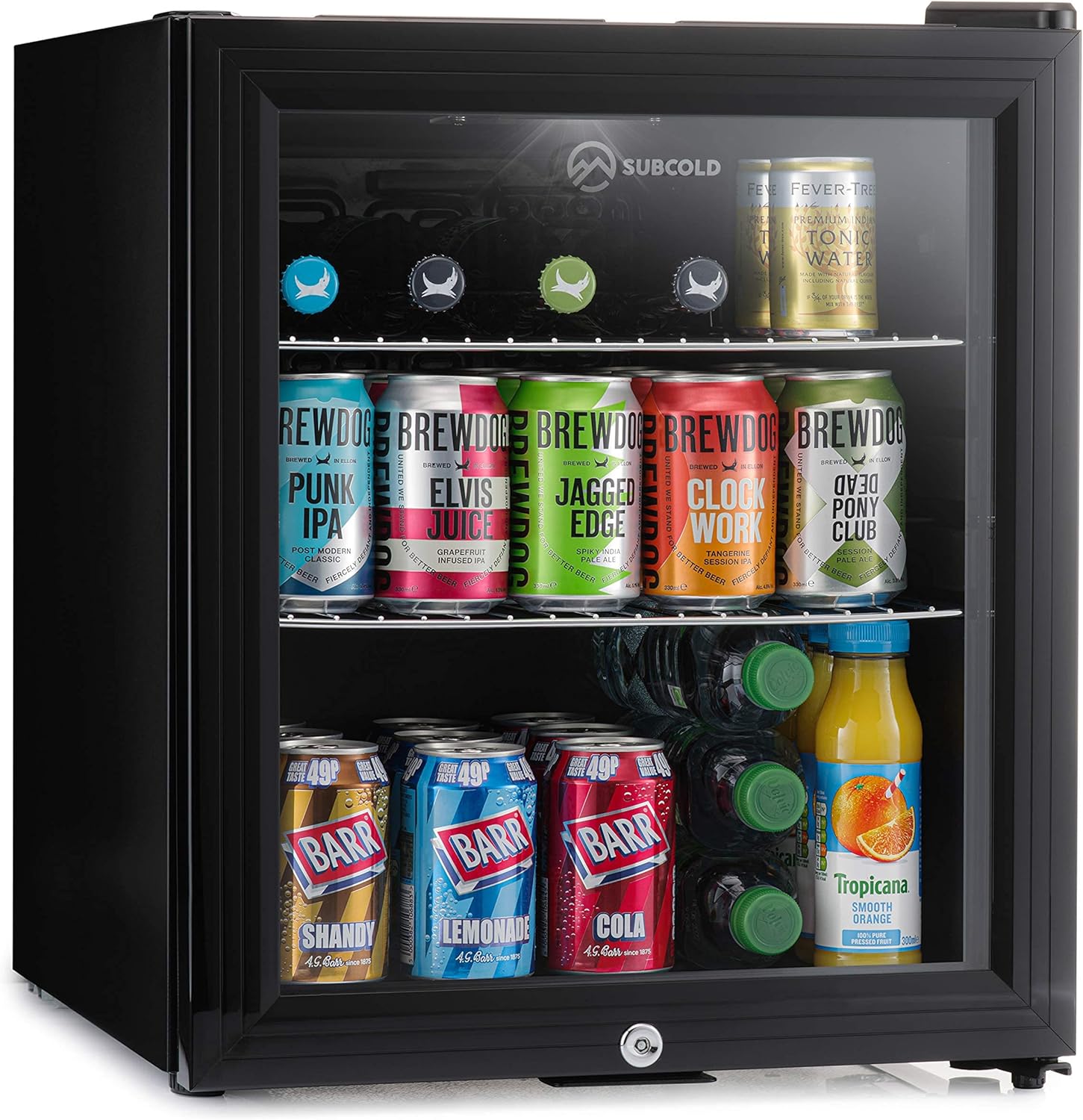 Subcold Super50 Led Mini Fridge - 50L Black Beer & Wine Cooler With Lock And Adjustable Thermostat