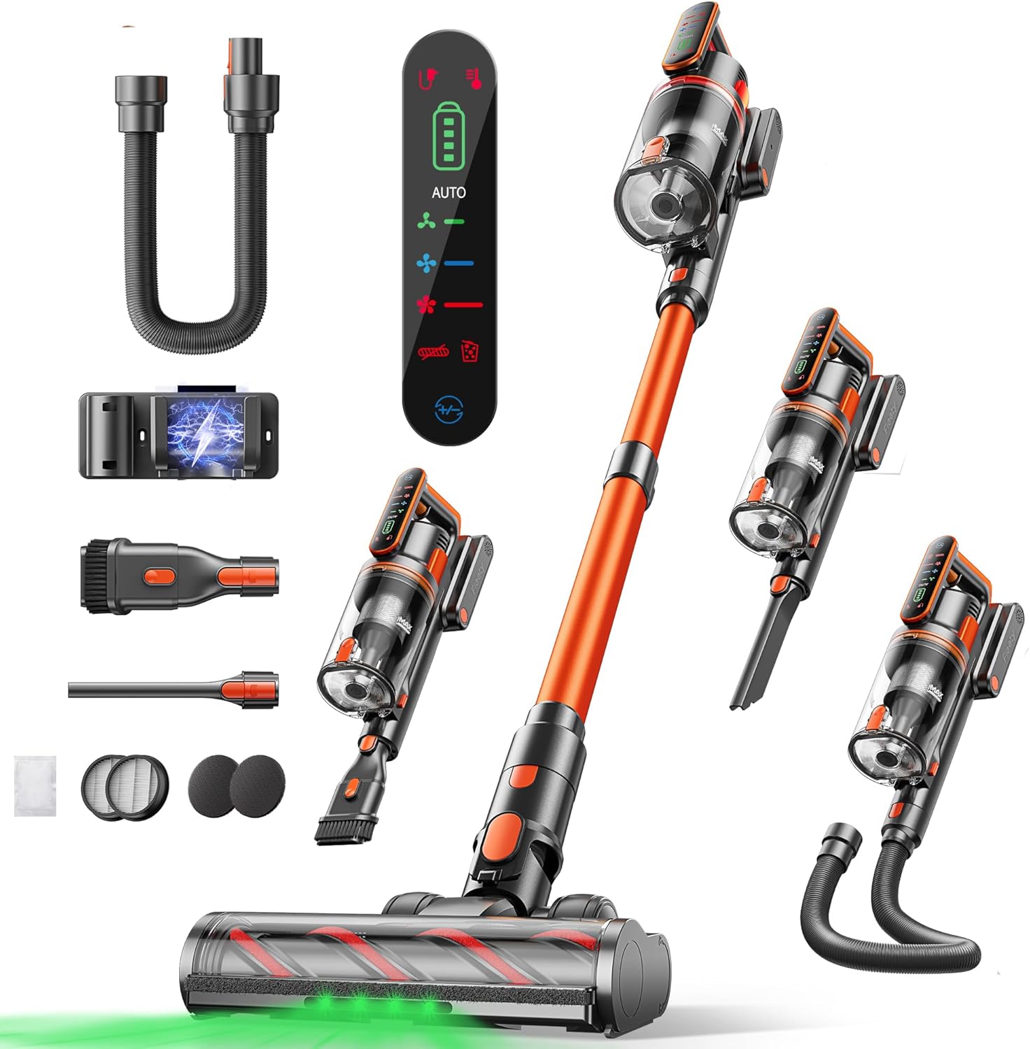 Fieety Frv9 Cordless Vacuum Cleaner 600W 50Kpa Suction Stick Vacuum With Touch Screen & Anti-Tangle Technology