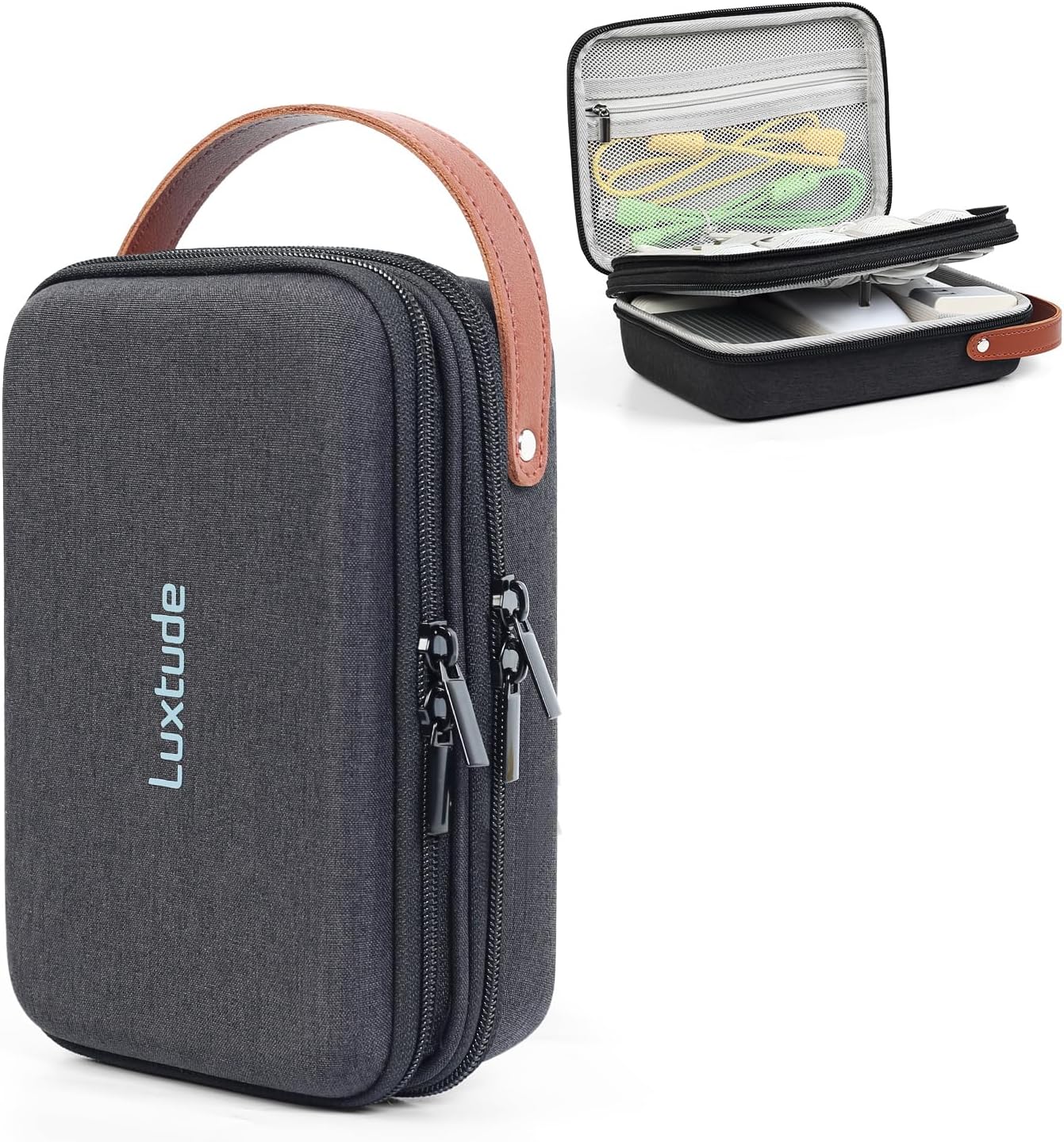 Luxtude Cable Organizer Bag - Hard Shell Electronic Travel Case