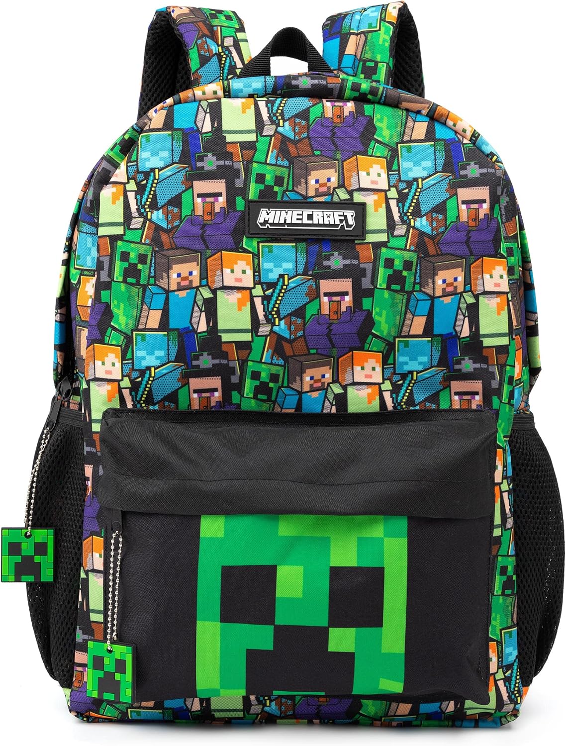 Minecraft Backpack For Boys - Black Rucksack With Creeper, Zombie & Skeleton Design