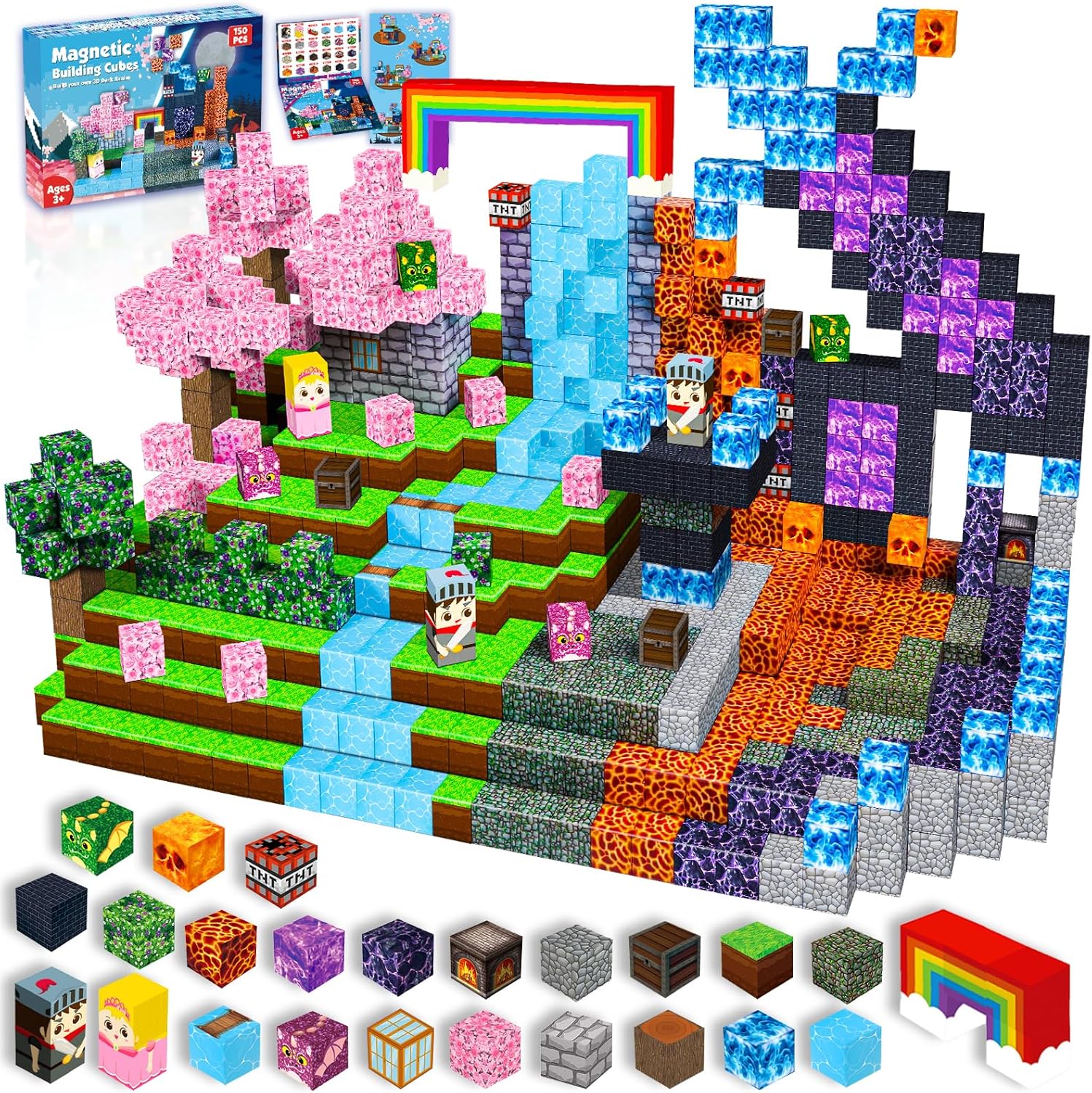 Graceduck Magnetic Blocks 150 Pcs - Dark Swordsman's Forest Castle Magnet World Building Set