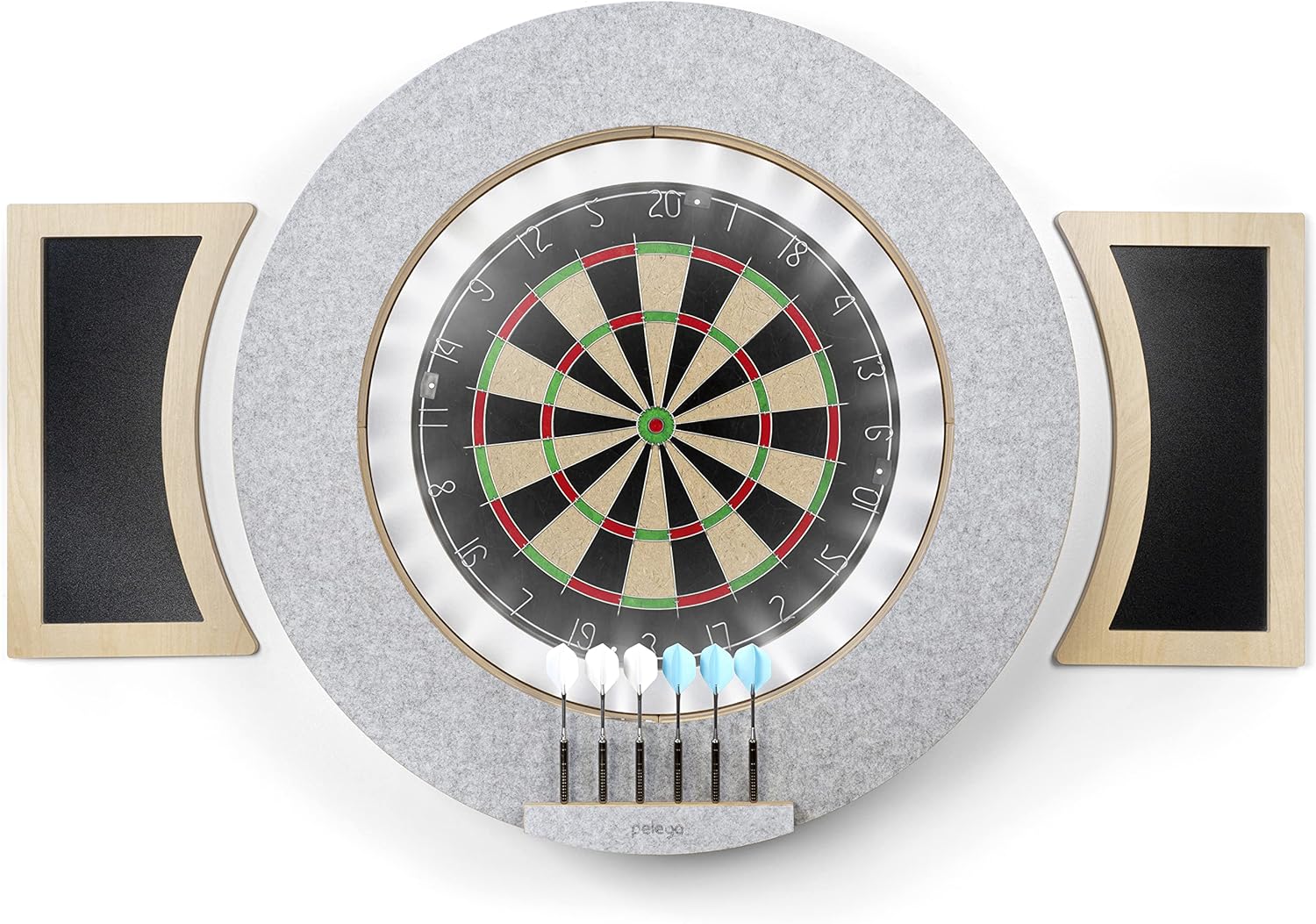 Peleya Dart Board Cabinet Set With Led Light & Bristle Dartboard