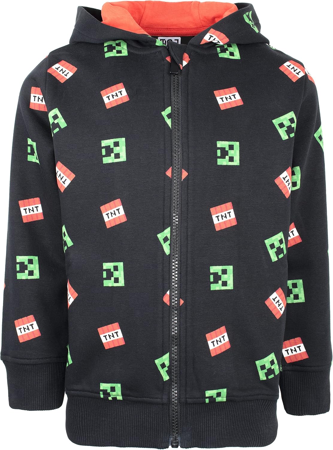 Minecraft Boys Gray And Black Zip Up Hoodie Sweatshirt Age 9/10