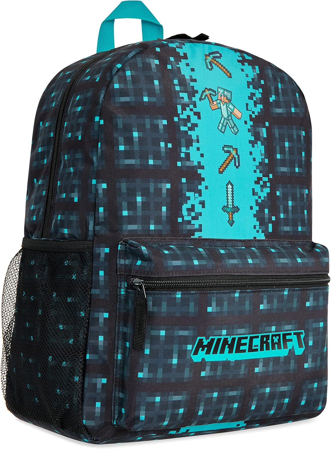 Minecraft Kids School Backpack With Zipped Front Pocket - Official Minecraft Merchandise