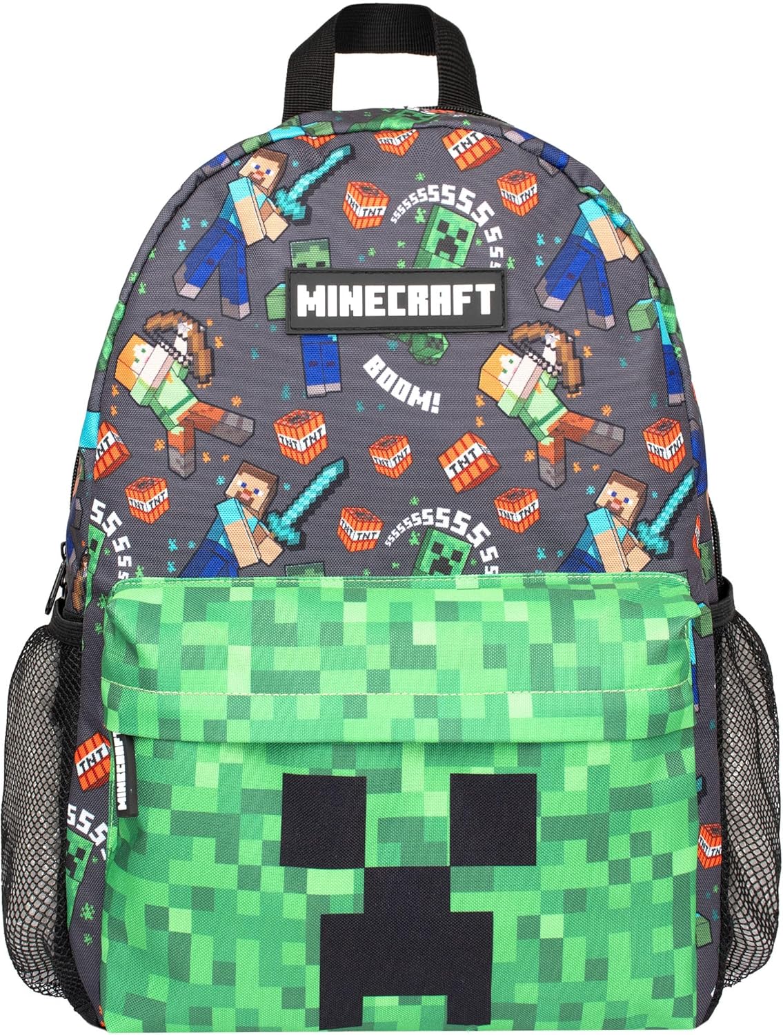 Minecraft School Backpack - Large A4 Multicompartment Rucksack With Mesh Pocket And Adjustable Padded Shoulder Straps