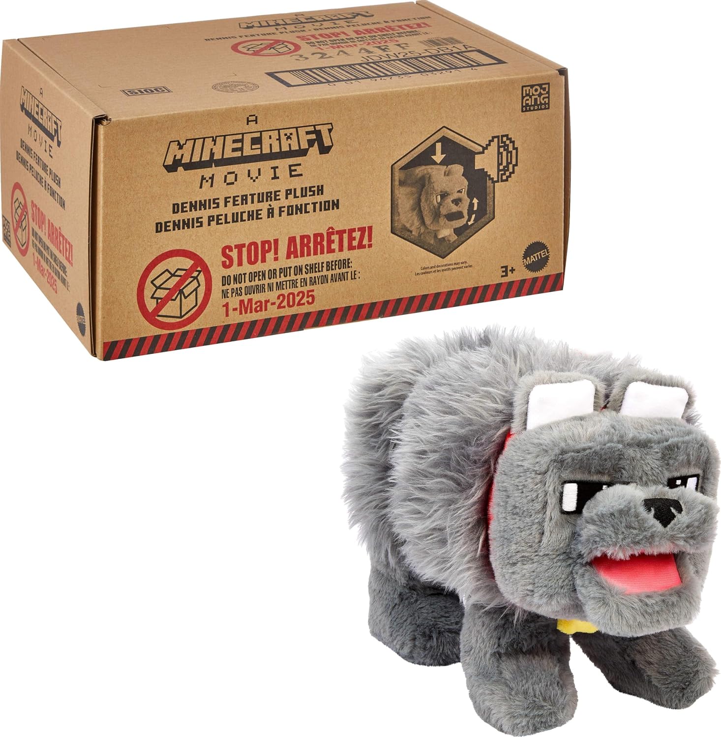 Mattel Minecraft Dennis Wolf Interactive Plush Toy Jdw25