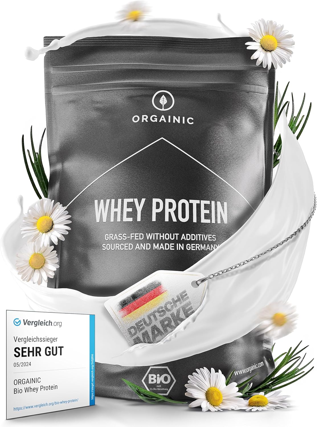 Orgainic Organic Natural Whey Protein Powder - 1000G, Grass-Fed, Hormone-Free, Certified Organic