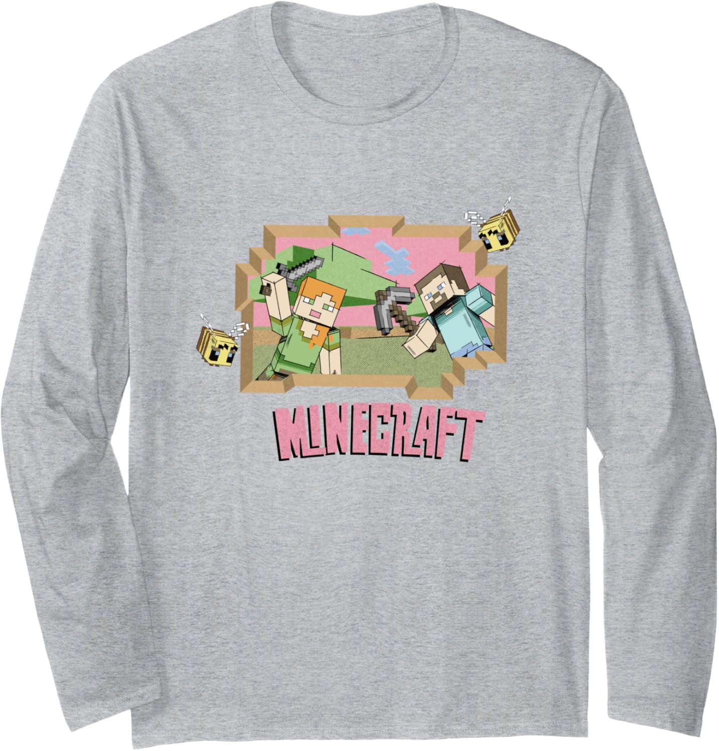 Minecraft Steve & Alex On An Adventure Vintage Long Sleeve T-Shirt Official Merchandise