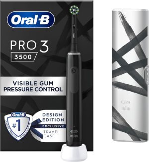 Oral-B Pro 3 Electric Toothbrush Adults - Black with Travel Case & 3 Cleaning Modes