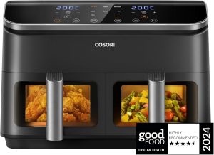 COSORI Dual Air Fryer CAF-R901 8.5L Family Size Matte Black - 8-in-1 Multicooker with Sync Cook & Finish Technology
