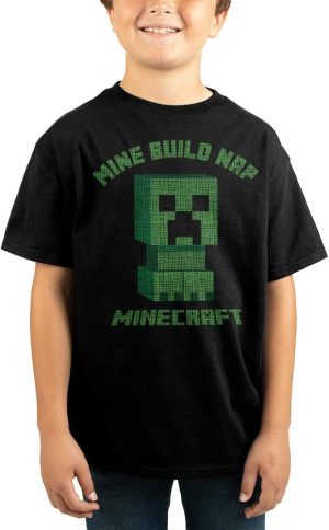 Minecraft Building Video Game Youth Boys Black Graphic Tee by Bioworld TS7SD7MNC