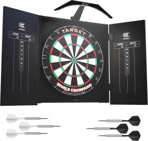 Target Darts Arc Dartboard Lighting System Home Cabinet Set - Includes World Champions Dartboard and 2 Sets of Darts